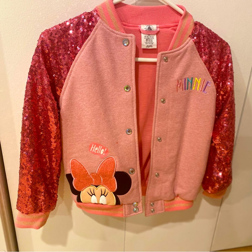 Disney Minnie sequin sleeve bomber jacket 5/6